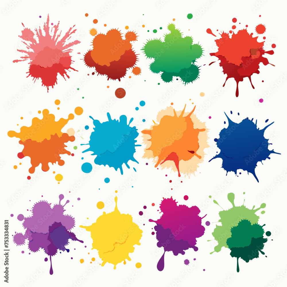 set of colorful splashes set of colorful splashes