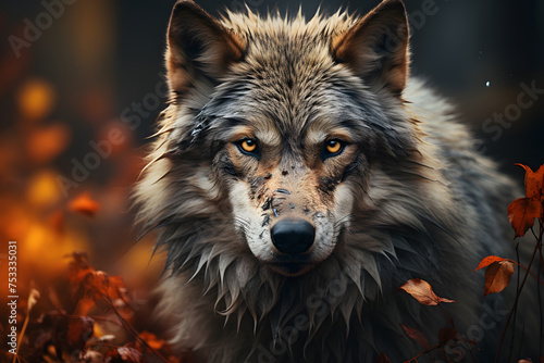 colorful Gray Wolf