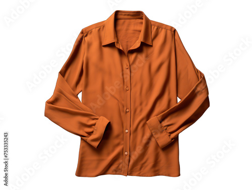 red brown shirt isolated on transparent background, transparency image, removed background
