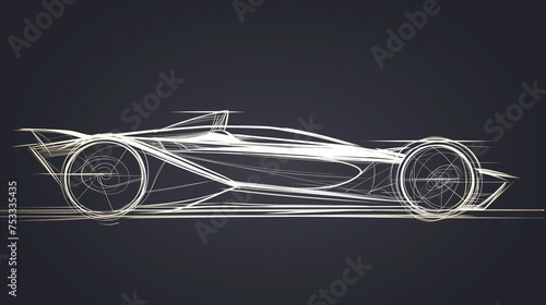 Minimalist Line Drawing of Car on Black Background © mattegg