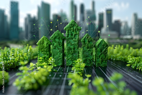 Eco-Friendly Cityscape Green and Sustainable Urban Development, To convey the concept of eco-efficient and sustainable urban development, perfect for photo