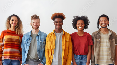 Group of Young People Smiling Together in Joyful and Optimistic Style