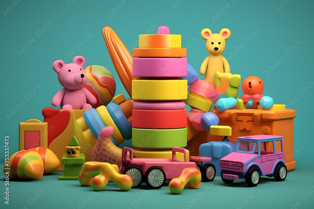 3d rendering elements of children's toys 3d rendering elements of children's toys