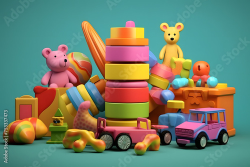 3d rendering elements of children's toys