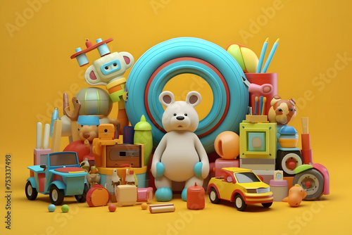 3d rendering elements of children's toys