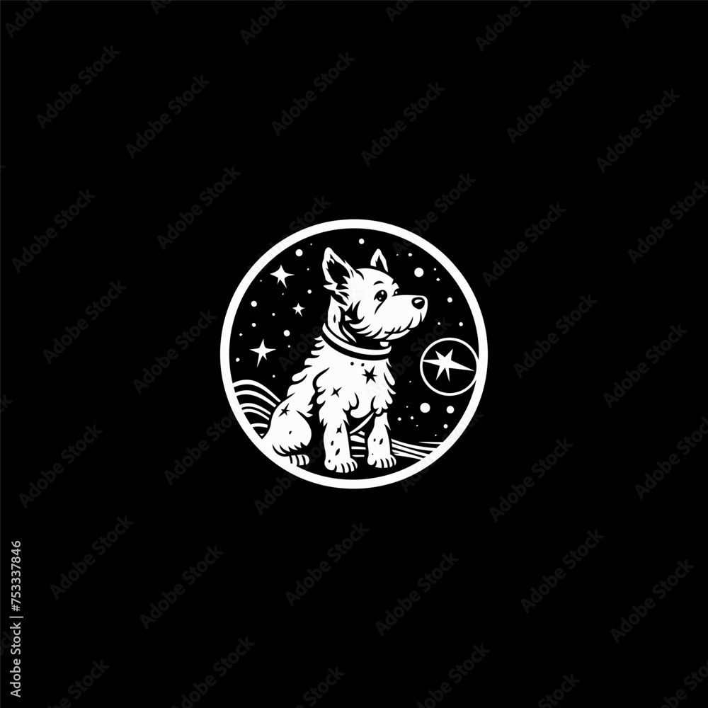 Dog in space logo vector icon design template Dog in space logo vector icon design template