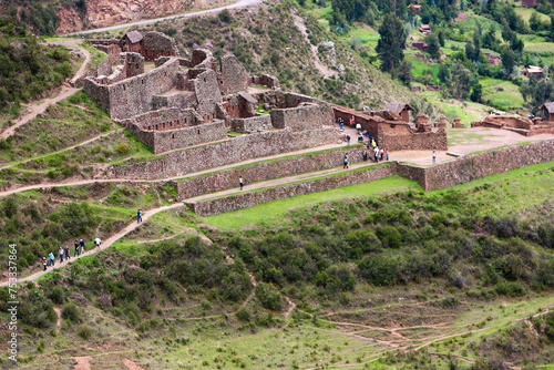Foto The Pisac Ruins are an archaeological site located in the Sacred Valley of Peru,