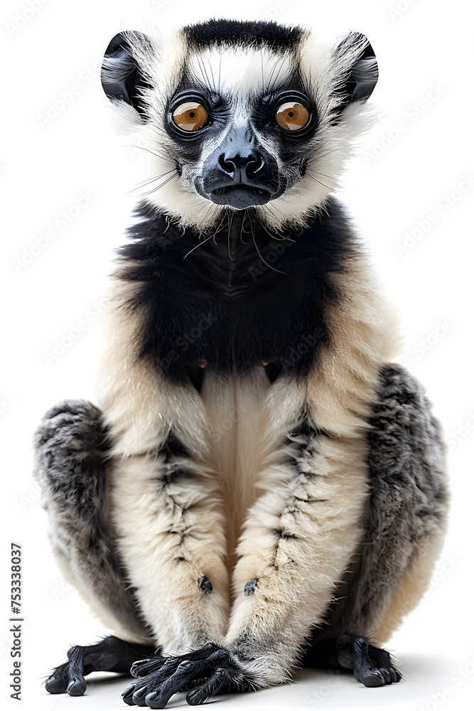 Obraz premium Ring-tailed Lemur in Precisionist Style, To provide a high-quality, eye-catching image of a ring-tailed lemur for use in advertising, graphic design,