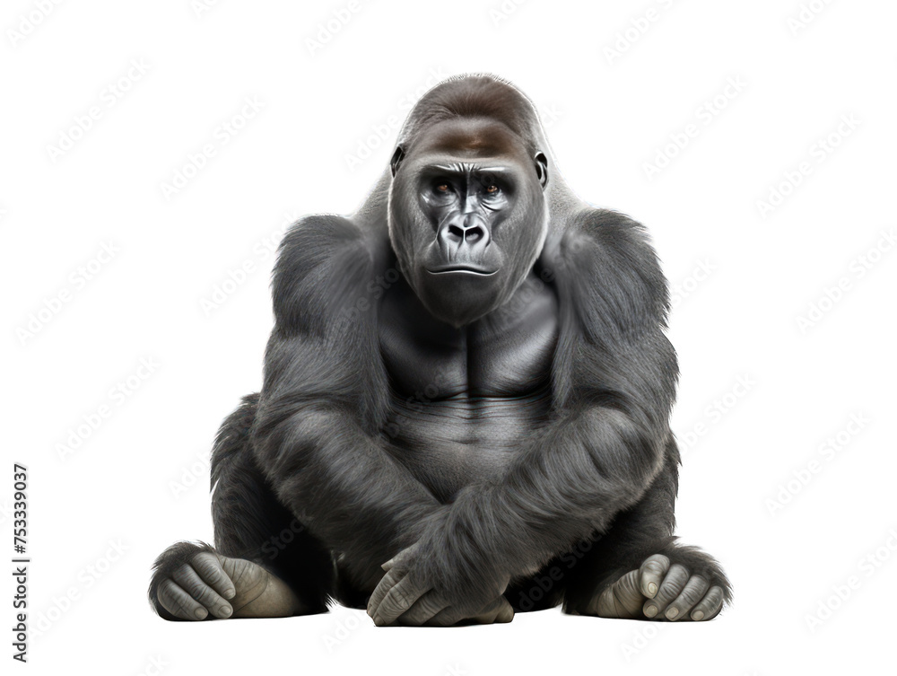 gorilla isolated on transparent background, transparency image, removed background