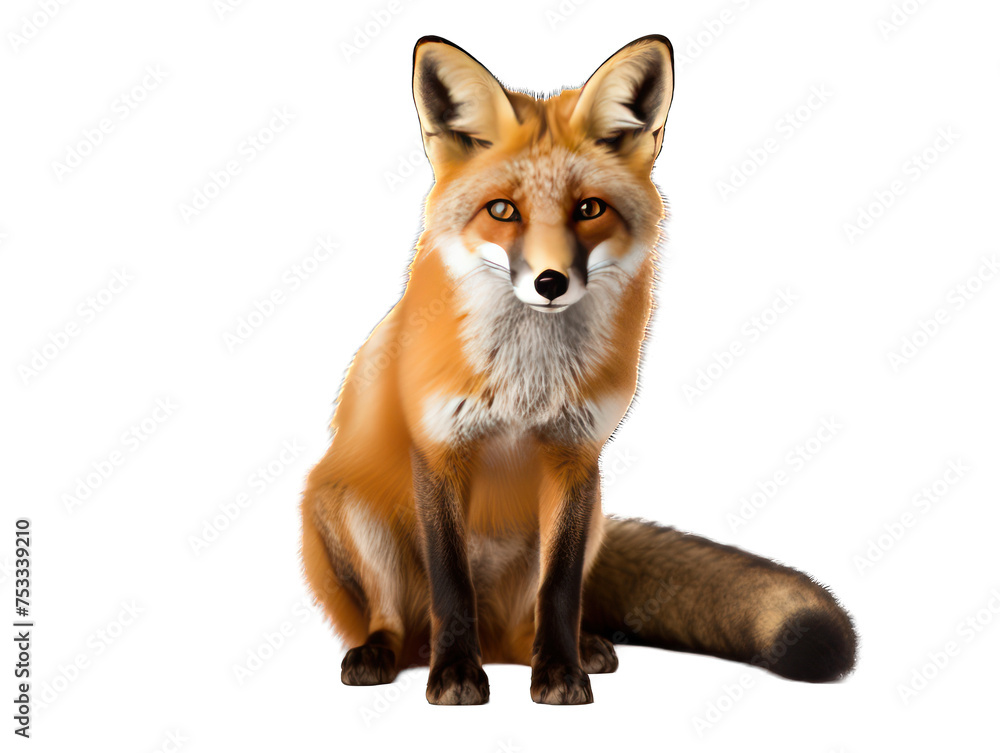 fox isolated on transparent background, transparency image, removed background