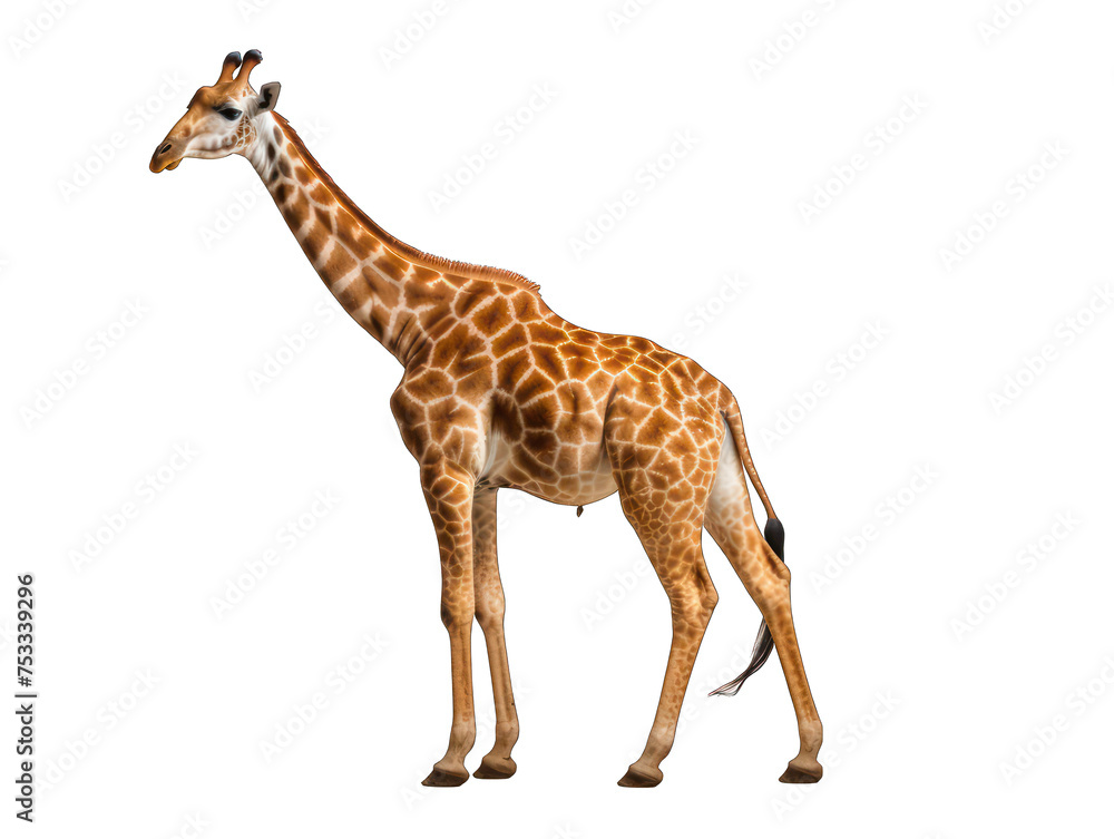 Fototapeta premium giraffe isolated on transparent background, transparency image, removed background