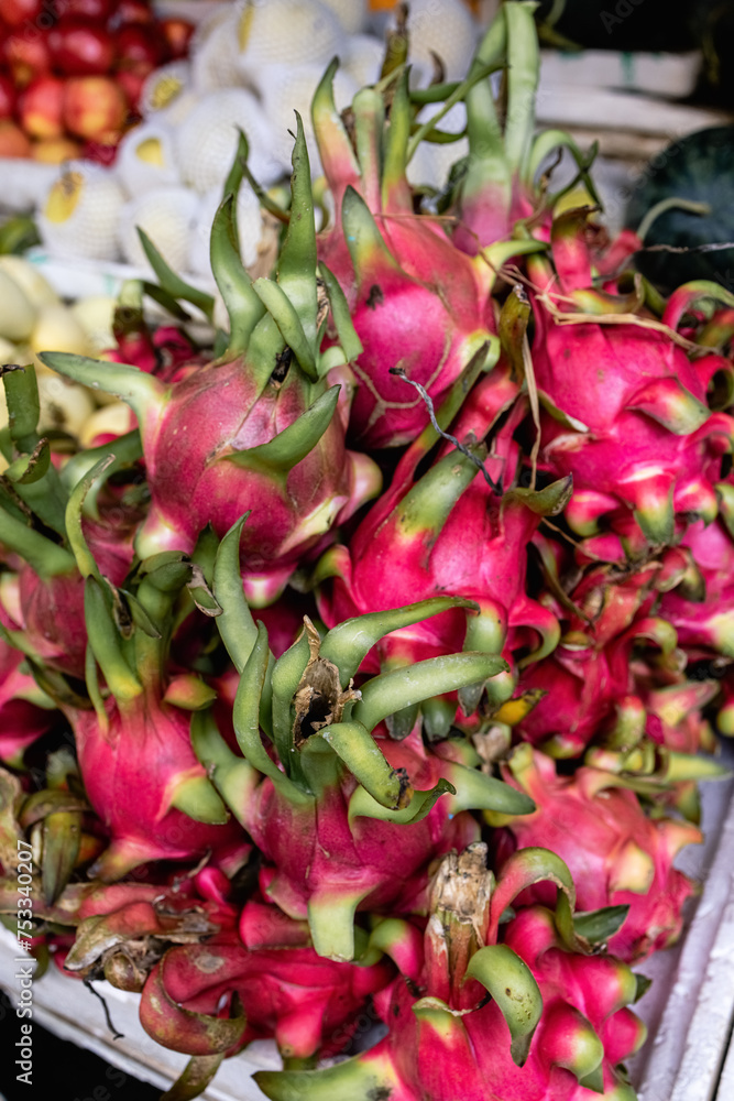 Fresh Dragon fruit for sale background Fresh Dragon fruit for sale background