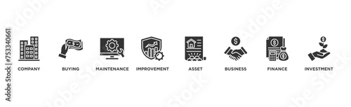 Capital expenditure banner web icon illustration concept with icon of company, buying, maintenance, improvement, asset, business, finance, investment	