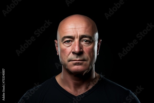Portrait of a middle-aged man on a black background.