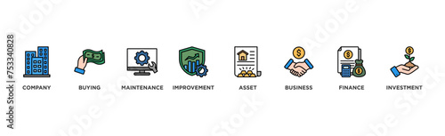 Capital expenditure banner web icon illustration concept with icon of company, buying, maintenance, improvement, asset, business, finance, investment	