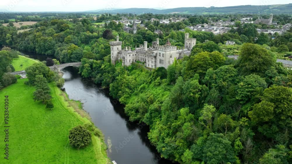 A picturesque castle by the river in 4k A picturesque castle by the river in 4k