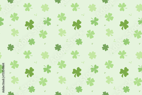 Shamrock and four-leaf-clover Seamless pattern. St. Patrick's day background. Vector illustration