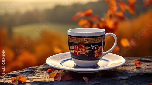 cup on top of hill with mountain background