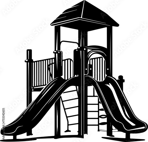 Children's Playground Structure Silhouette for Recreation and Public Park Themes
