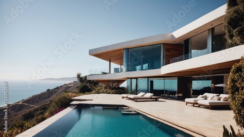 Stunning modern villa nestled in the hills of Malibu, California, offering breathtaking views of the Pacific Ocean © Damian Sobczyk