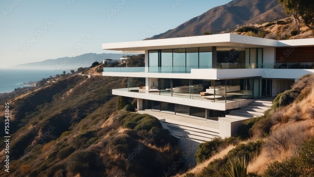 Stunning modern villa nestled in the hills of Malibu, California ...