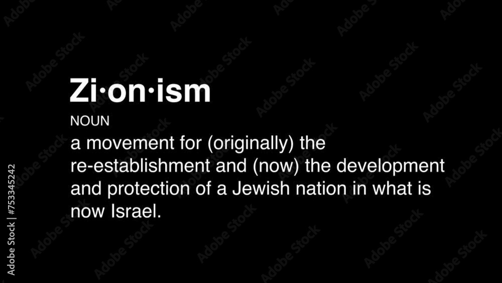 5 zionism definition animation on black background 5 zionism definition animation on black background
