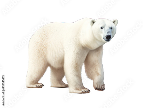 polar bear isolated on transparent background, transparency image, removed background