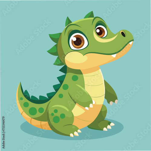 beautiful cartoon crocodile vector