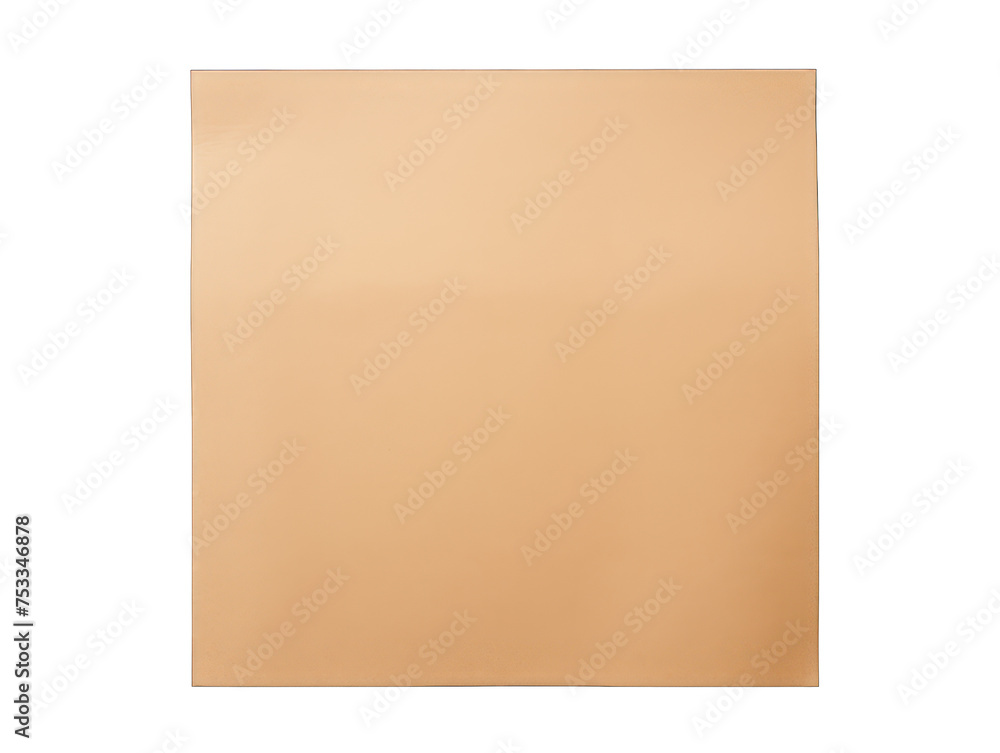 beige brown blank paper isolated on transparent background, transparency image, removed background