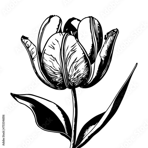 hand drawn tulip flower #753346816