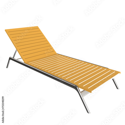 A yellow lounge chair with a wooden frame