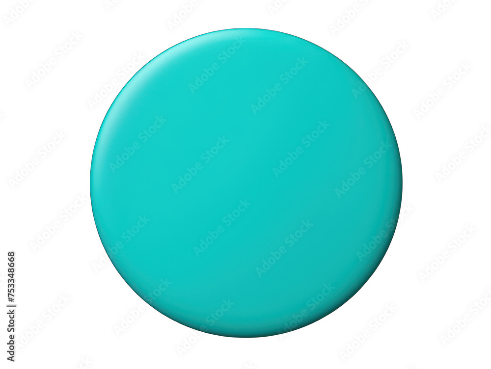 Turquoise round blank circle isolated on transparent background, transparency image, removed background