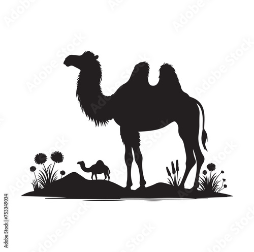 camel silhouettes vector on white background