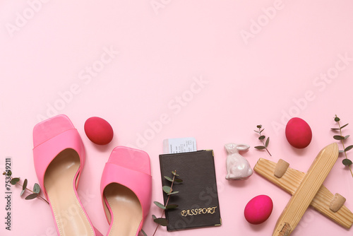 Shoes with toy plane, passp...