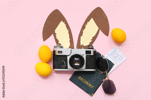 Camera with passport, sungl...