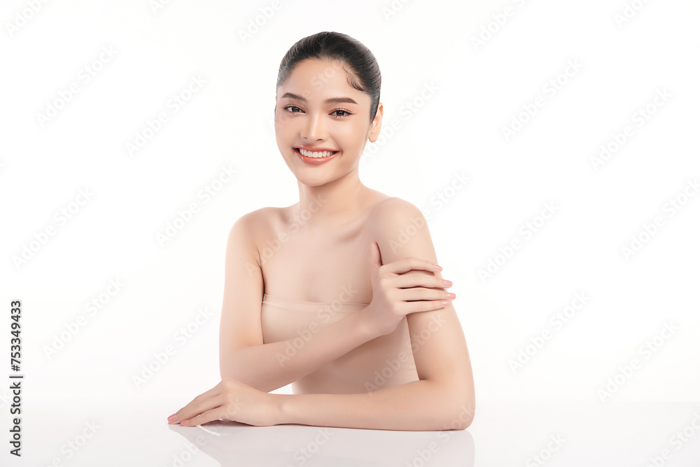 Beautiful Young transgender woman with clean fresh skin on white background, Face care, Facial treatment, Cosmetology, beauty and spa, transgender women portrait. Beautiful Young transgender woman with clean fresh skin on white background, Face care, Facial treatment, Cosmetology, beauty and spa, transgender women portrait.