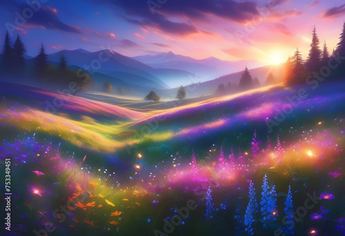 Glowing Meadow, Meadow, Glowing, Illuminated, Radiant, Field, Grassland, Luminous, Magical, Enchanted, Fantasy, Surreal, Dreamlike, Ethereal, Landscape, AI Generated © Say it with silence.