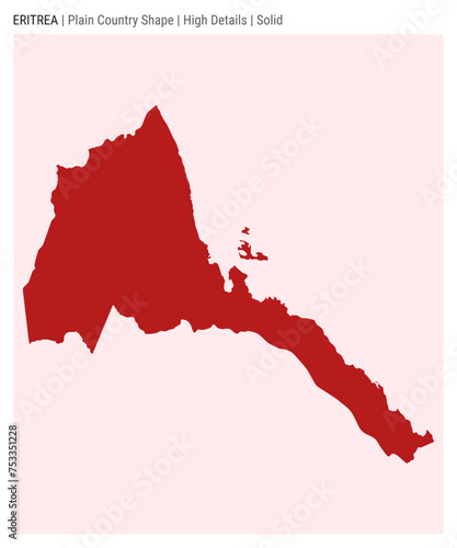 Eritrea plain country map. High Details. Solid style. Shape of Eritrea. Vector illustration. photo