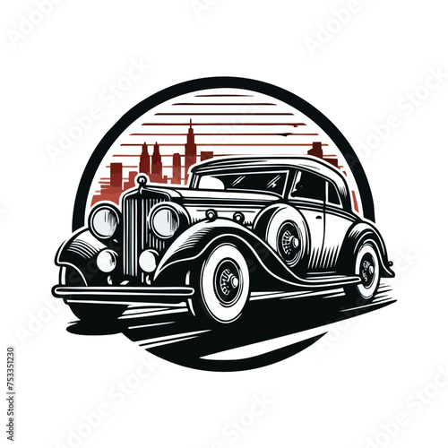 Classic vintage car vector design inspiration. Auto car logo design template. Classic vehicle symbol logotype. A classic car symbol silhouette. 