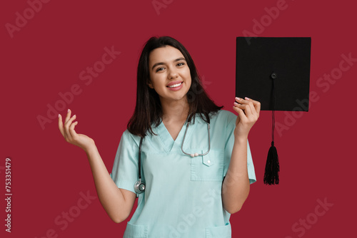 Happy female medical studen...
