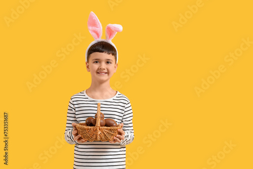 Cute little boy in bunny ea...