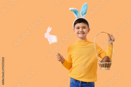 Cute little boy in bunny ea...