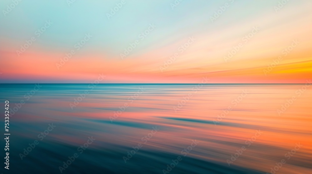 Generative AI : Long Exposure of Soft and colorful sunset