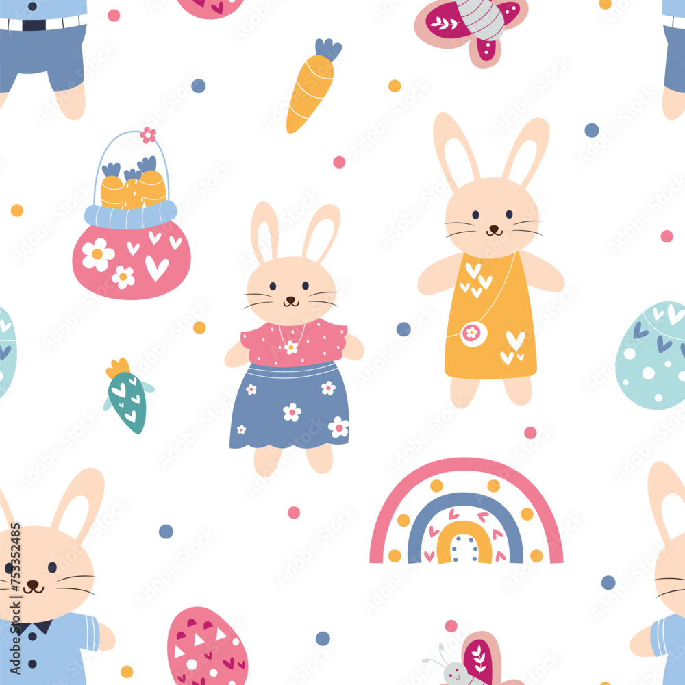 Seamless pattern of cute cartoon rabbit illustration Seamless pattern of cute cartoon rabbit illustration