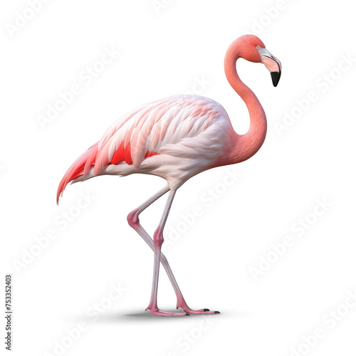 pink flamingo isolated on white