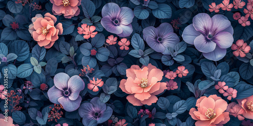 Wallpaper Mural seamless vintage floral pattern print, bouquets, flower compositions Torontodigital.ca
