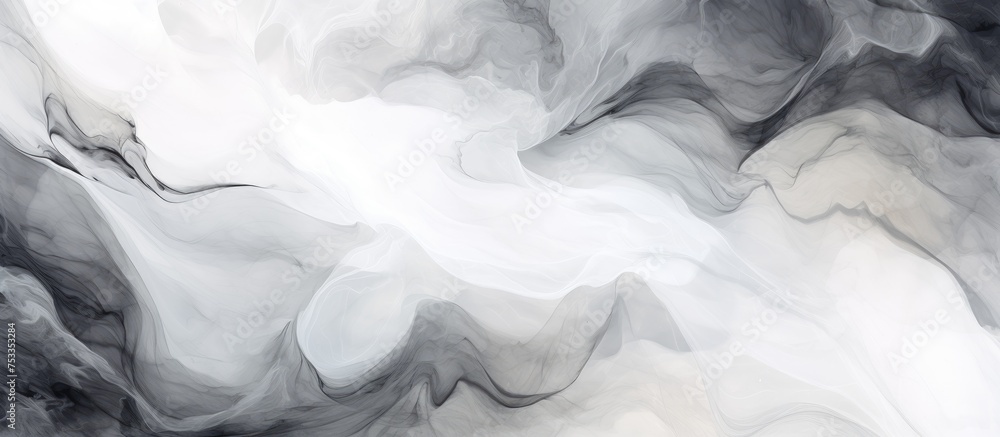 Abstract white marble pattern with swirling grey and black veins 2D illustration Abstract white marble pattern with swirling grey and black veins 2D illustration