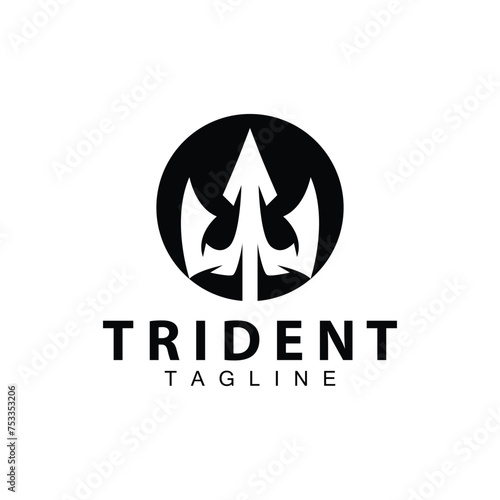 Trident logo design spear weapon vector sea king poseidon neptune symbol template