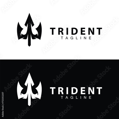 Trident logo design spear weapon vector sea king poseidon neptune symbol template