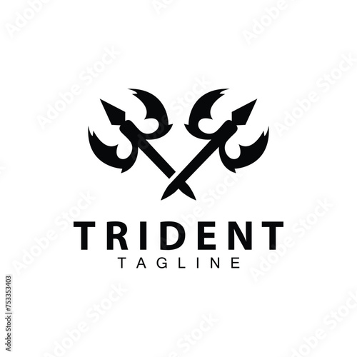 Trident logo design spear weapon vector sea king poseidon neptune symbol template